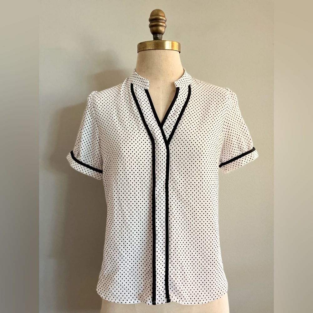 Monteau Black & White Polka Dot Blouse
